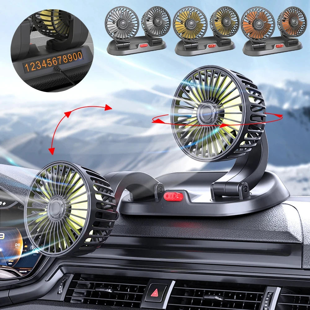 360° Rotatable Car Fan 5V/12V/24V 2