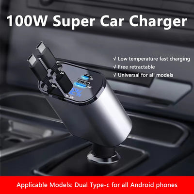 4-in-1 Fast Car Charger for iPhone and Android